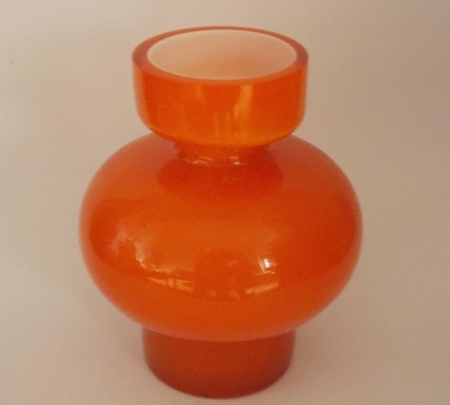 Signed Orange Rounded Glass Vase, P Strom picture 2